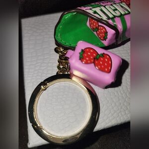 Kate Spade Candy Strawberry Chewing Gum Stick Situation Purse Charm Leather